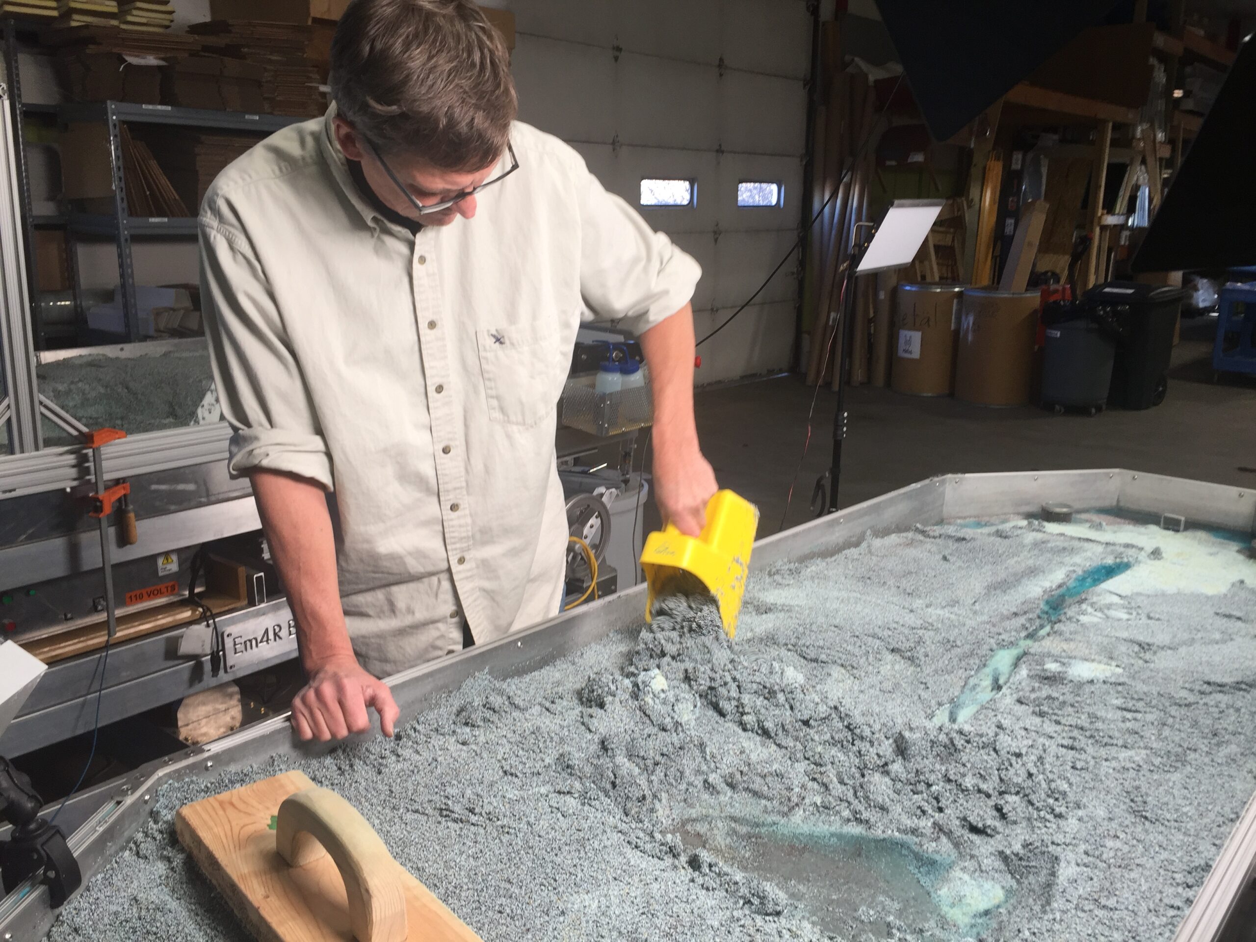 Photo of Steve Grimmer working with the Em3 Stream Table